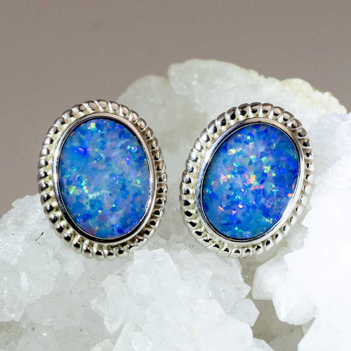 SIMPLE THINGS STERLING SILVER AUSTRALIAN OPAL CUFFLINKS